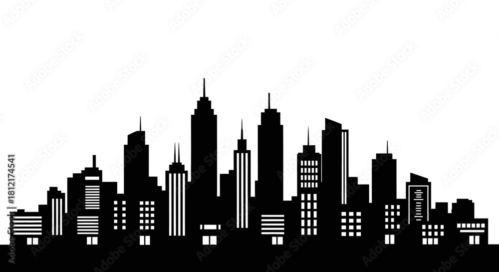 Fototapeta premium City skyline silhouette with transparent background