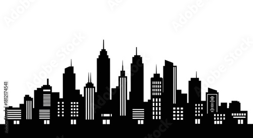 City skyline silhouette with transparent background
