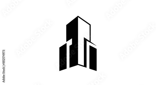 Modern skyscraper icon with transparent background