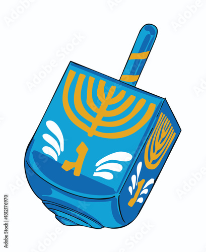 Blue Hanukkah Dreidel Illustration