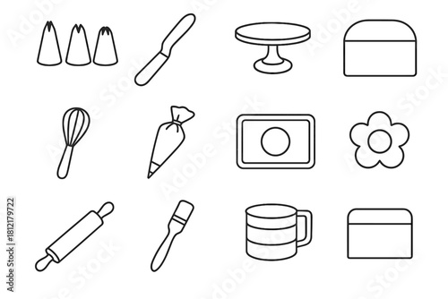 Rolling vector pastry scraper icon mat spatula icing tool cutter flour blade