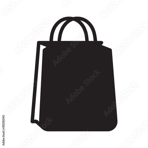 Bold solid shopping bag symbol representing retail store purchase fashion and e commerce concepts