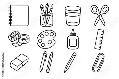 Glue palette icon pencil icons water vector scissors jar brush desk clip