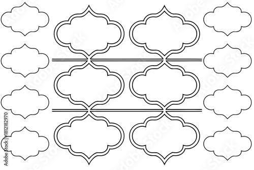 Title: Cloud-Shaped Cute Frames & Decorative Labels Outline Set