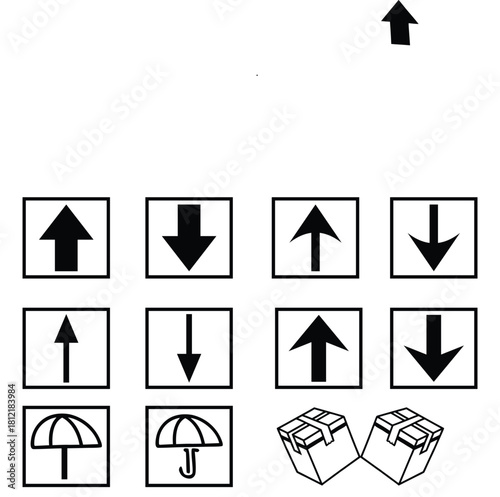 Direction Arrow & Shipping Instruction Symbols Vector Set