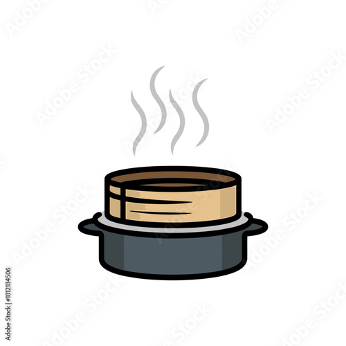 Food steamer icon on White Background Vector Art Illustration on white background.