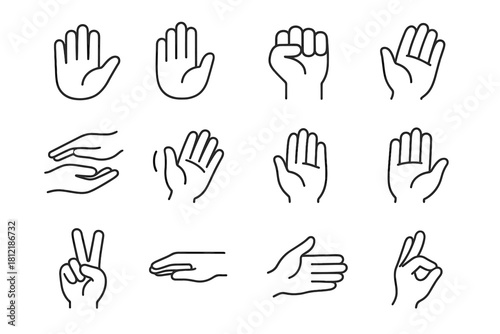 Vector sign body icons soft language touch counting closed beckon peace icon