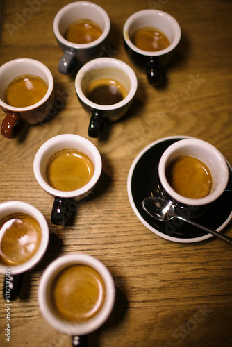many espresso coffee cups