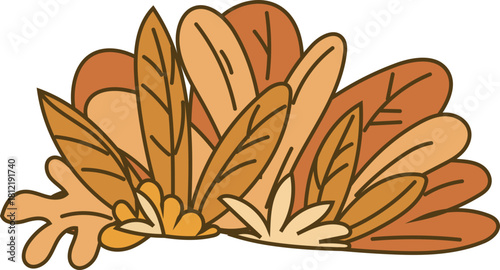 Burnt orange shrub foliage garden border illustration