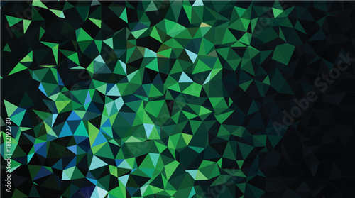 Dark Green Fragmented Geometric Low-Poly Forest Texture Background