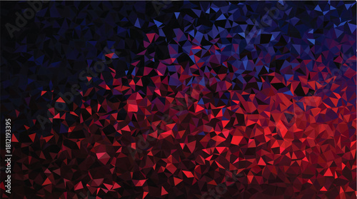 Dark Fragmented Red and Blue Geometric Low-Poly Texture Background
