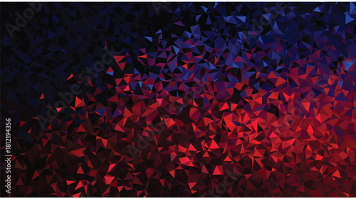 Dark Fragmented Red and Blue Geometric Low-Poly Texture Background
