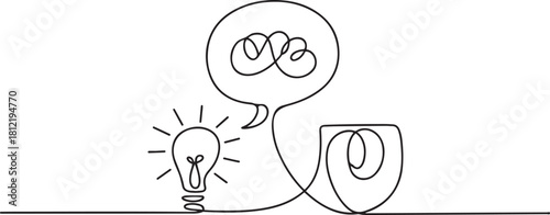 Continuous one line design of ideas in communication. one line Icon drawing with white background