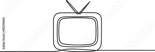 One line of television. Abstract minimal continuous line isolated. one line Icon drawing with white background