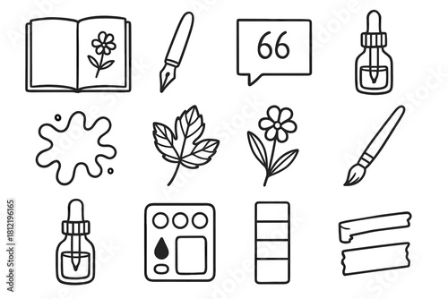 Swatch vector dropper mini splash tape small washi journal set ink icon