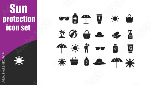 Sun protection  icon set.