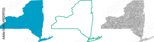 Dynamic Set of Minimalist Vector Illustrations Featuring New York State