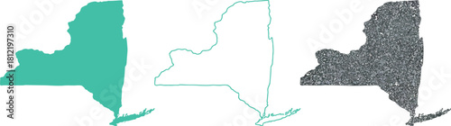 A set of diverse New York state maps illustrating various geographic contours