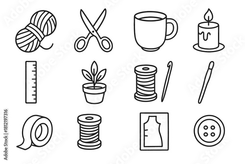 Spool vector button tools hobby icon icons yarn thread tape crochet plant