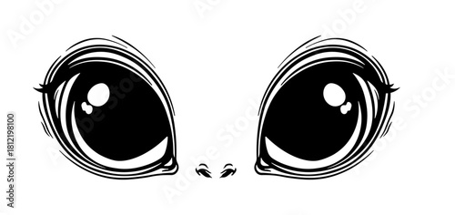 black cartoon eyes or a face without background.