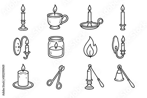 Wall ceramic trimmer plate snuffer pillar holder stand vector classic icon candle