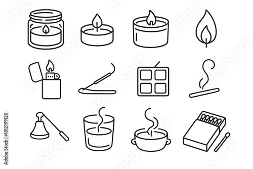 Icon matchbox holder vector stick home candle lighter tealight wooden flame snuffer