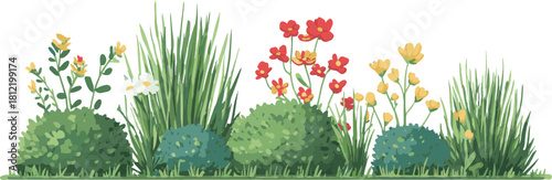 Illustration of a flowerbed isolated on