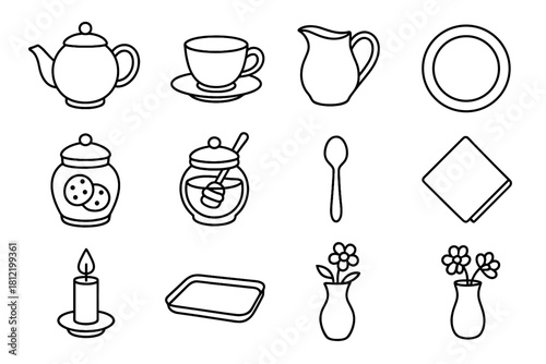 Jug vase cookie tray time icon saucer jar teapot tea home milk