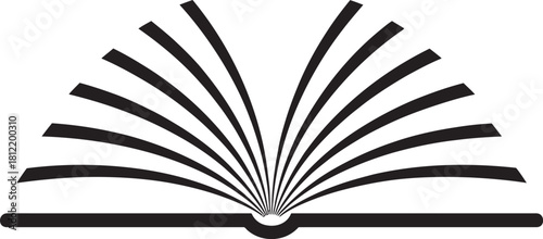 Open Book Icon Black and White Minimalist Illustration
