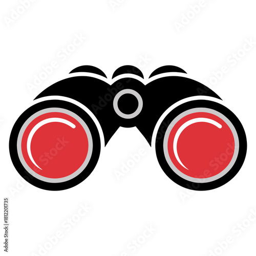 Binoculars with Red Lenses for Enhanced Vision and Observation.