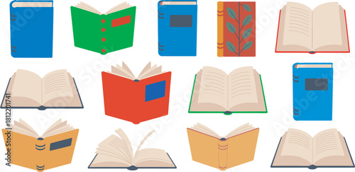 Collection of Various Open and Closed Books for Education and Reading