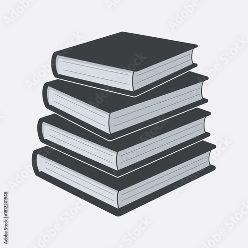 Black Stack of Books Minimalist Icon for Study and Education