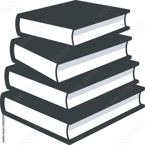 Simple monochrome illustration of a neat stack of books, symbolizing learning and knowledge accumulation