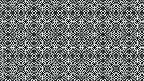 Intricate black and white geometric pattern with repeating oval motifs