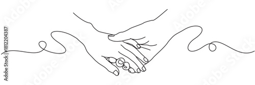 vector illustration of a Hand in hand in line art style