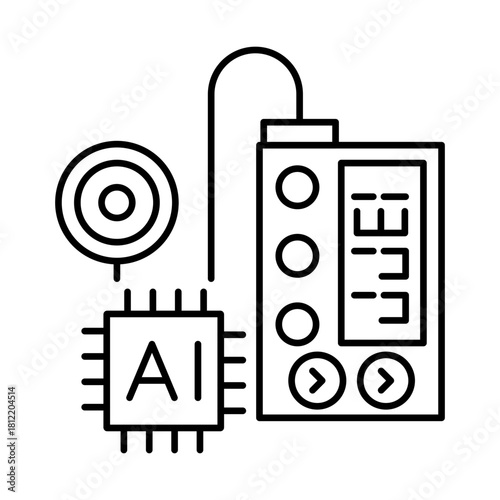 Insulin Pump Icon – Advanced Insulin Delivery System with Pump and AI Chip for Diabetes Management and Precision Insulin Therapy. Vector icon