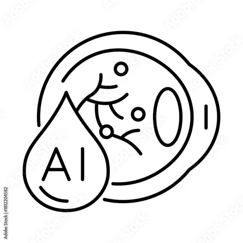 Diabetic Retinopathy Icon – AI-Powered Eye Screening for Early Detection of Retinal Damage and Diabetes Complications Using Eye with AI Chip. Vector icon
