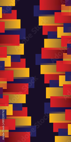 Background Stripes gradient red, blue and yellow colors. Seamless pattern texture colorful