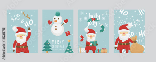 Santa Claus waving hand with ho ho ho text