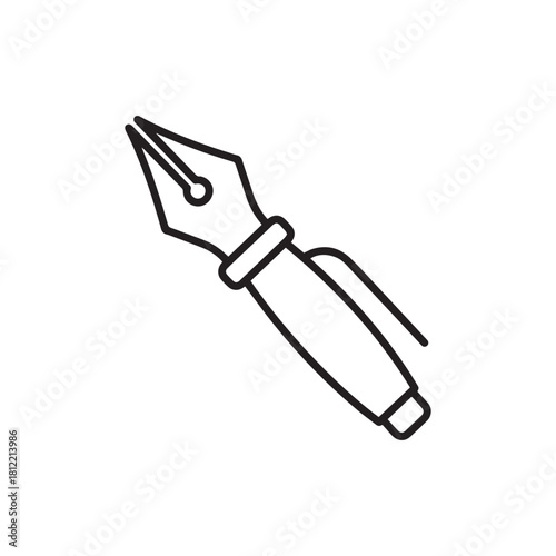 Minimal outline fountain pen icon symbolizing writing creativity stationery and signature tasks