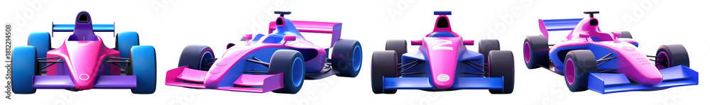 Naklejka premium PNG Vibrant racing cars illustration, element set on transparent background