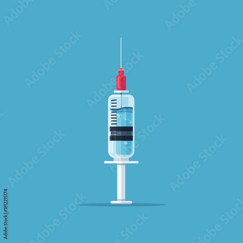 A medical syringe with liquid ready for an injection