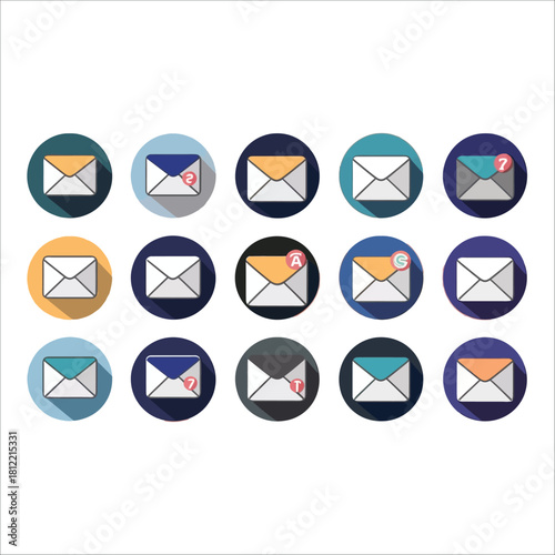 A glossy vector mail icon set with buttons for web, email, and internet business contact