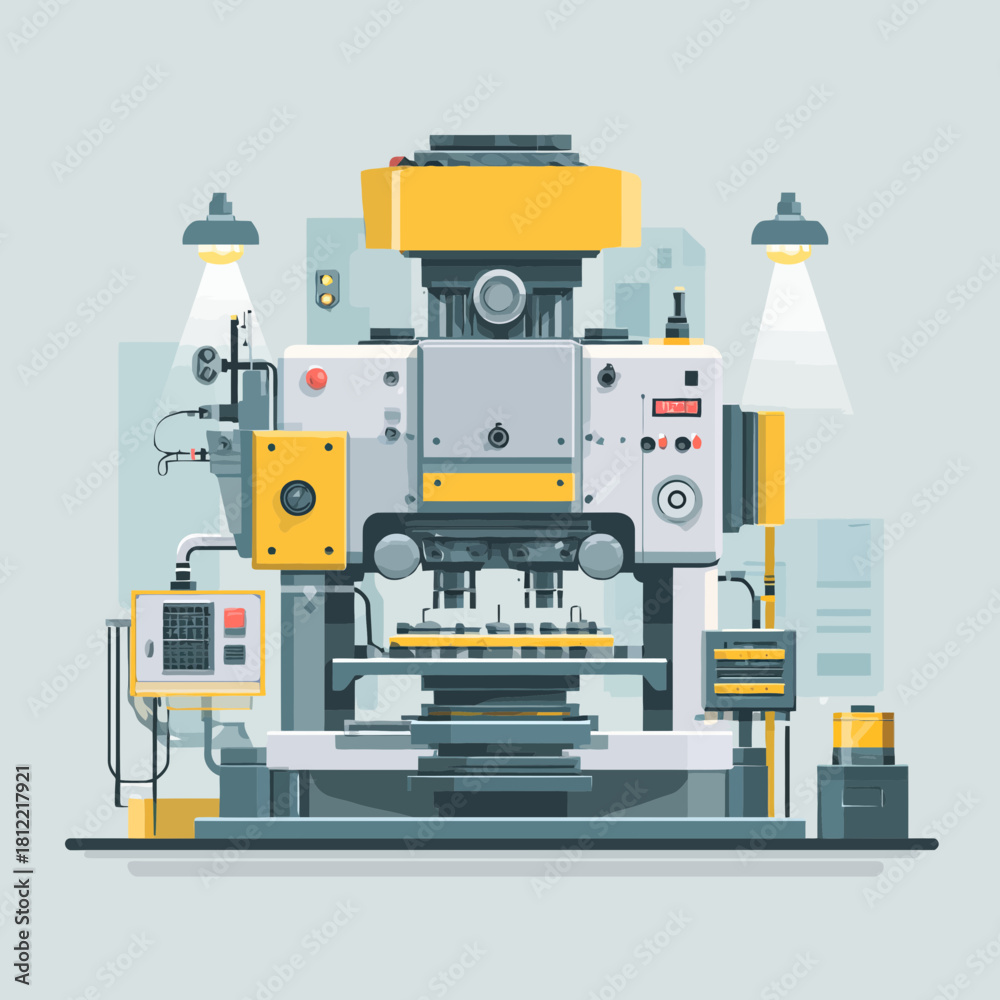 Fototapeta premium Industrial Press Machine in Factory Environment
