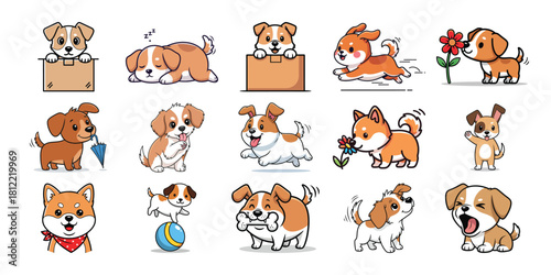 Collection of cute cartoon owls in various poses and outfits isolated on white