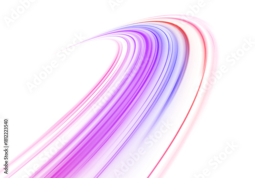 Neon stripes in the form of drill, turns and swirl. Illustration of high speed concept. Image of speed motion on the road. Vector PNG. Image of speed motion on the road.	