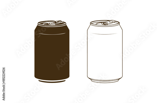 Soda can illustration  outline. Isolated vector symbol.