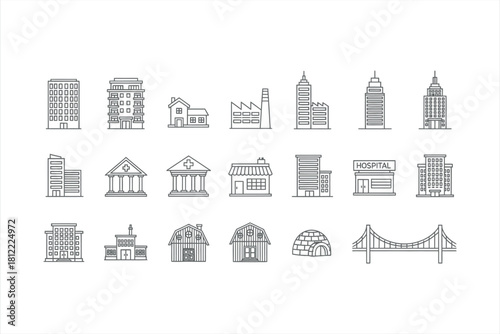 Building and architecture line icons
