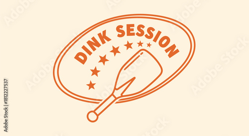 Dink Session Logo Design Featuring a Paddle and Stars Oval Emblem for Pickleball Enthusiasts