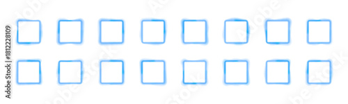 PNG Rainbow blue drops of water, liquid or holograms of irregular free organic shapes. Transparent blue sparkling water splash element with blue gradient.	